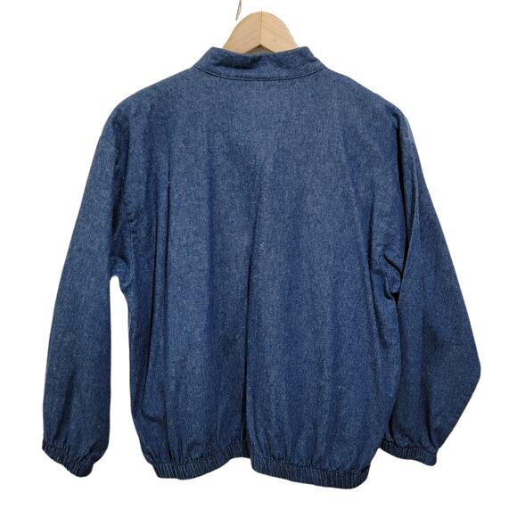 Vintage Coco Bay Miami Womens Mixed Print Chambray Full Zip Jacket Denim 80s SM - Picture 2 of 8